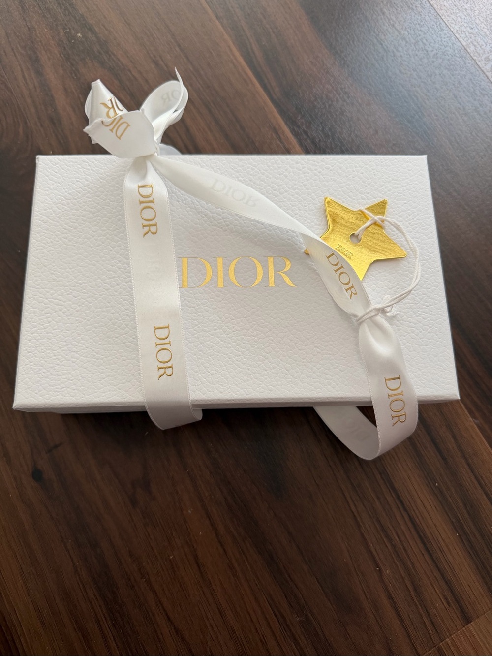 Dior White Box with Gold Logo and Ribbon